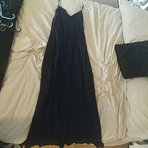 Navy blue gown.